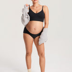 Women's Ribbed V Neck Nursing Bralette Black