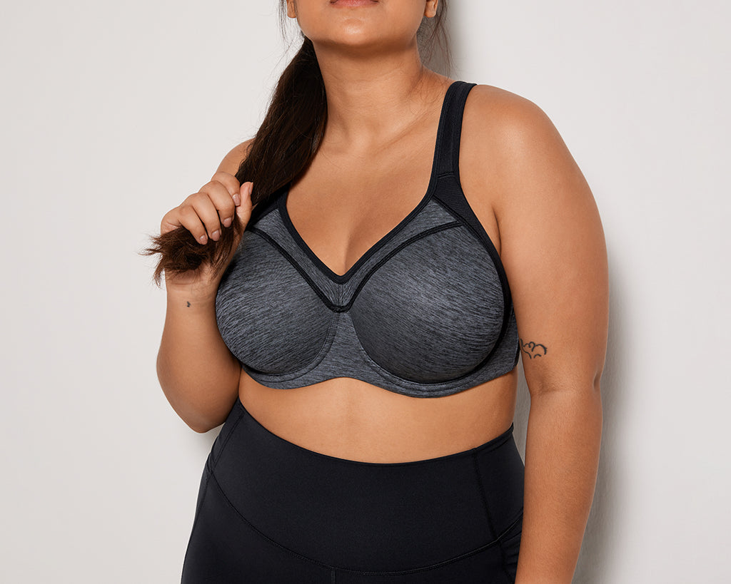 Women's Racerback Underwire Sport Bra Dark flower ash