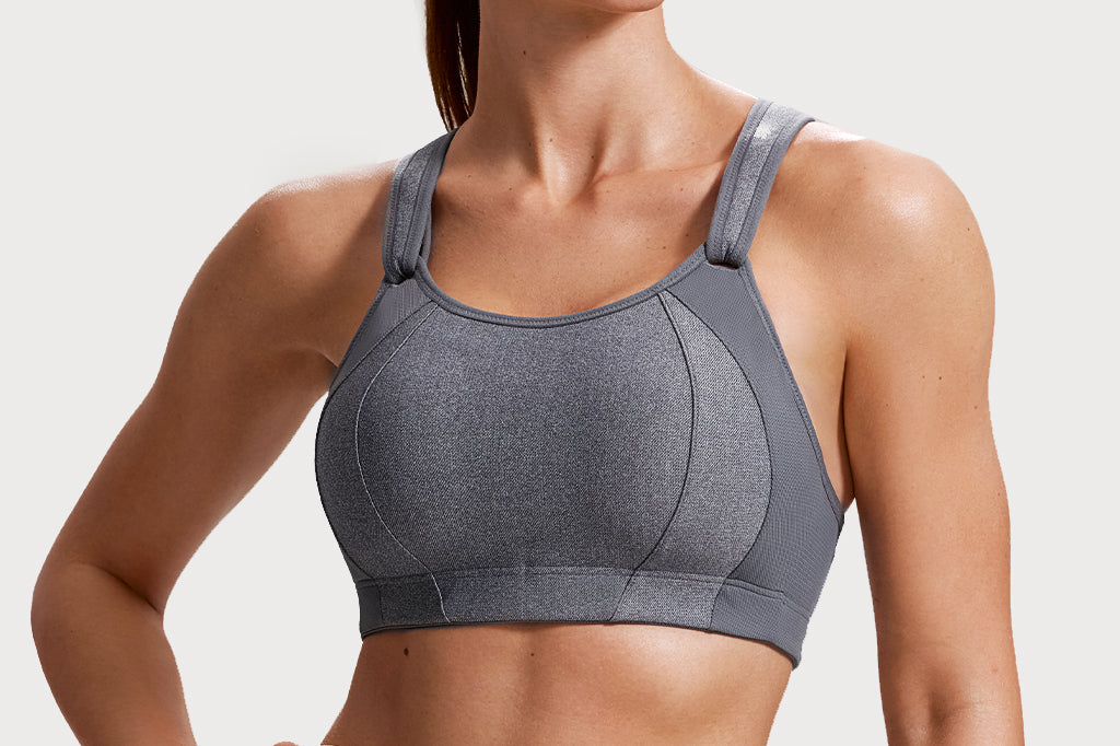 Women's Racerback Front Adjustable Sports Bra Grey