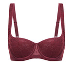 Women's Floral Lightly Lined Balconette Bra Dark Red