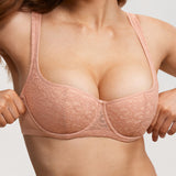 Women's Floral Lightly Lined Balconette Bra Cream Coffee