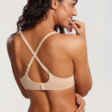 DOBREVA Women's Lightly Padded Balconette Bra Tshirt Underwire Demi Beige