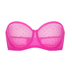Women's Sexy Mesh Strapless Bra Bright Fuchsia