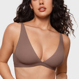 Women's Inbarely® Soft Deep V Triangle Bralette Brown Purple