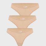 Women's V-shaped Low Rise Thongs 3 Pack Hazelnut (3pack)