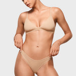Women's V-shaped Low Rise Thongs 3 Pack Hazelnut (3pack)