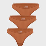 Women's V-shaped Low Rise Thongs 3 Pack Wheat (3pack)