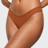 Women's V-shaped Low Rise Thongs 3 Pack Light Oatmeal (3pack)