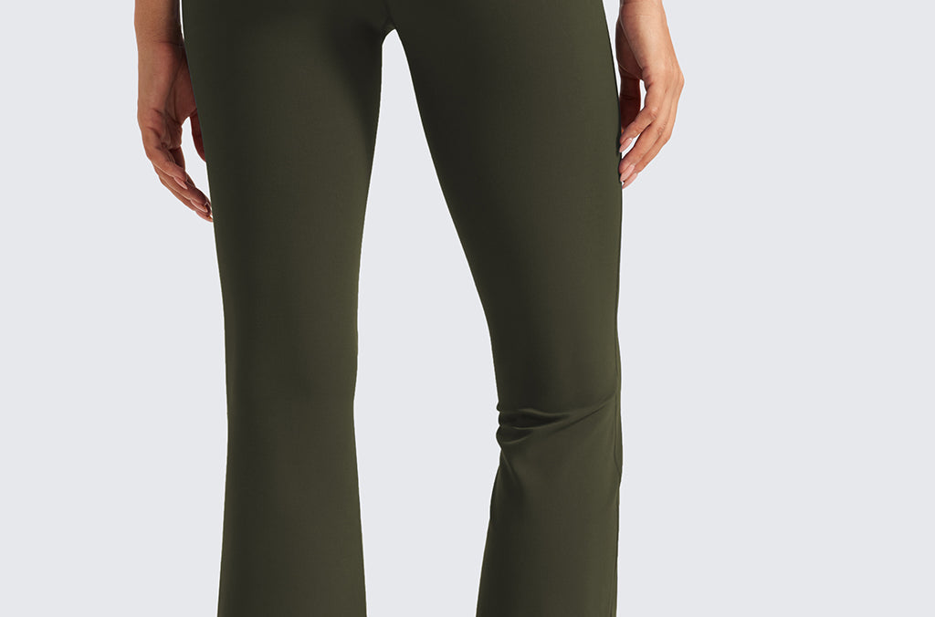 CRZ YOGA Women's High Waist Flare Leggings 29" Olive Green
