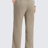 CRZ YOGA Women's Cotton Fleece Lined Sweatpants 30" White Apricot