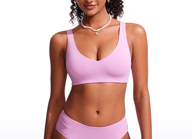 CRZ YOGA V Neck Bikini Padded Tops Swimsuit Vita Pink