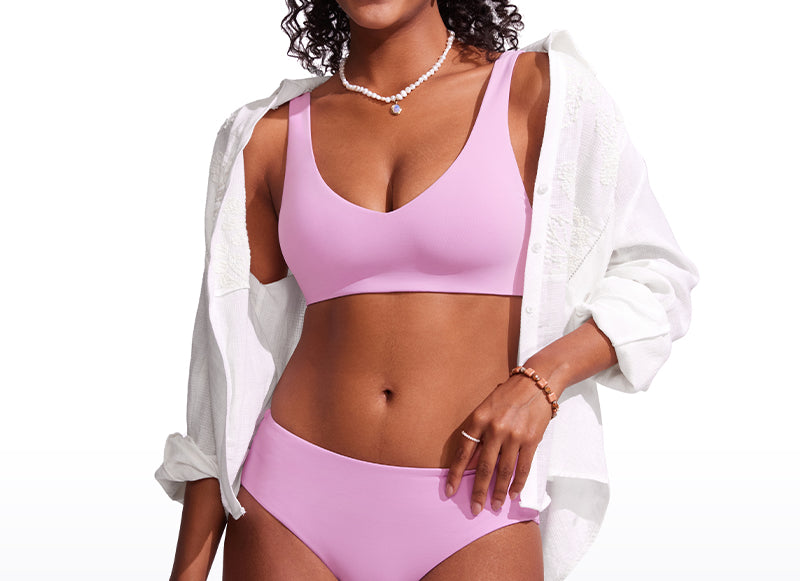 CRZ YOGA V Neck Bikini Padded Tops Swimsuit Vita Pink