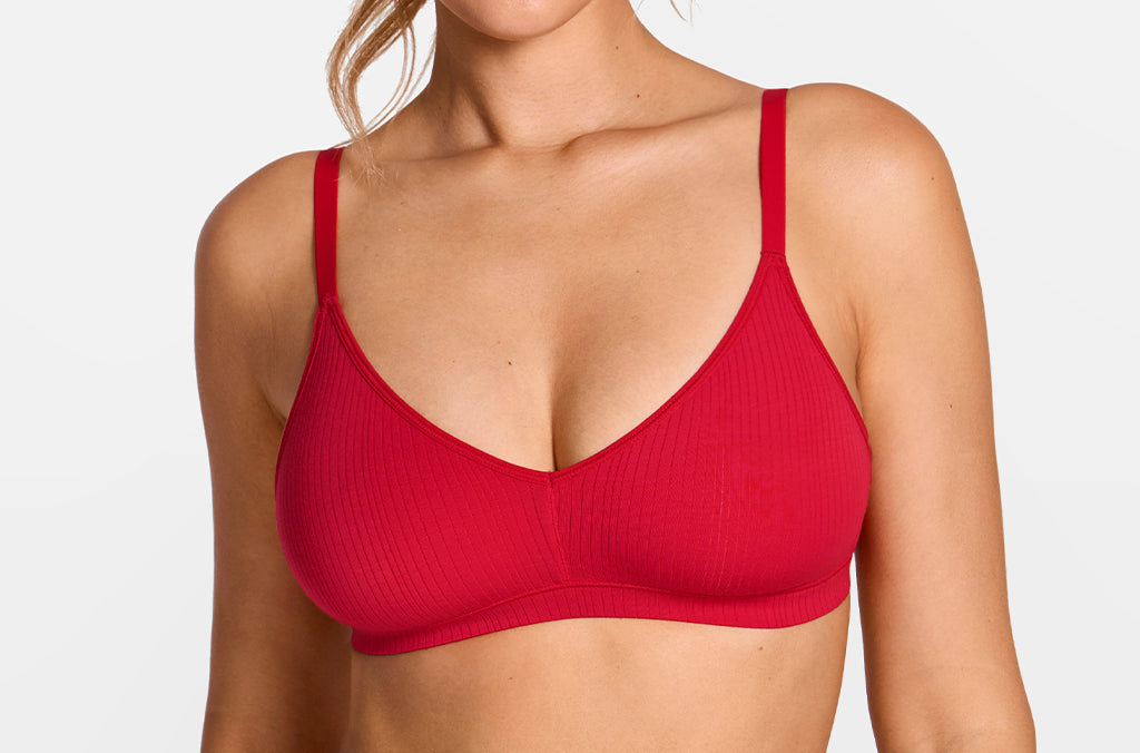 SOULVOR V-Neck Wireless unpadded Bralette Lipstick Red