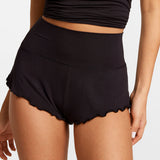 SOULVOR Fold Over Pleated Sleep Shorts Black