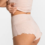 SOULVOR Fold Over Pleated Sleep Shorts Light Khaki Heather
