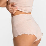 SOULVOR Fold Over Pleated Sleep Shorts Light Khaki Heather