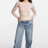 SOULVOR Long Sleeve Crew Neck T-Shirt Light Khaki Heather