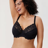 Women's Floral Lace Underwired Bra Black
