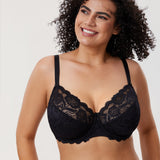 Women's Floral Lace Underwired Bra Black