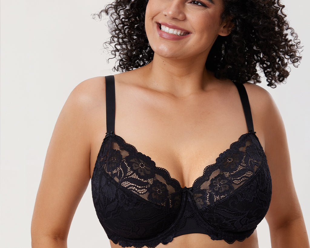 Women's Floral Lace Underwired Bra Black