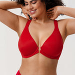 Women's Plunge Racerback Front Closure Bra Black