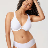 Women's Plunge Racerback Front Closure Bra White