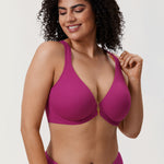 Women's Plunge Racerback Front Closure Bra Magenta Purple