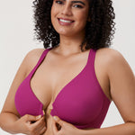 Women's Plunge Racerback Front Closure Bra Magenta Purple