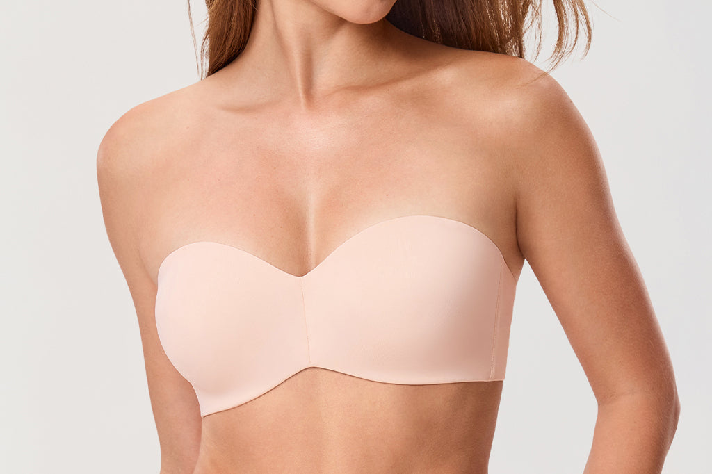 Women's Underwire Strapless Bra Apricot Pink @model_info:ESA1