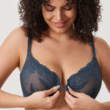 Women's Vintage Lace Front Closure Bra Barely Buff