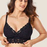 Women's More Coverage Lace Nursing Bralette Black