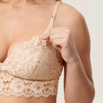 Women's More Coverage Lace Nursing Bralette Beige
