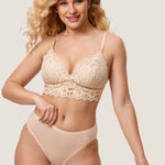 Women's More Coverage Lace Nursing Bralette Beige