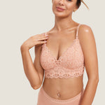 Women's More Coverage Lace Nursing Bralette Grapefruit Orange
